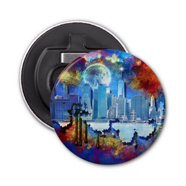 Abrebotellas SlipperyJoe NYC luna de grafiti rodeada de agitaci (Anverso)