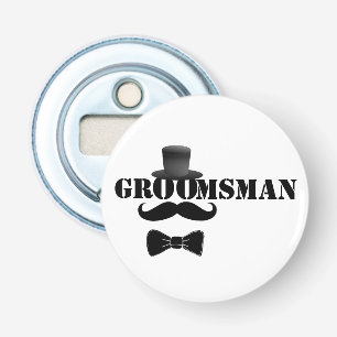 Abrebotellas Sombrero de copa alto y bigote de Groomsman elegan