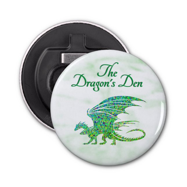 Abrebotellas Sorprendente Dragón Verde Mosaico Personal (Anverso)