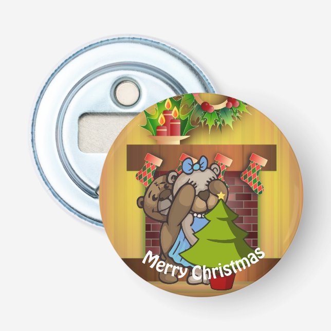Abrebotellas Sorpresa del oso de peluche de árbol de Navidad (Anverso)