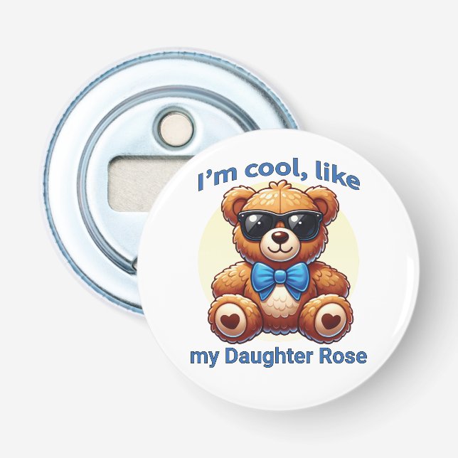 Abrebotellas Soy Guay Teddy Bear con Personalizable Blue Bow (Anverso)