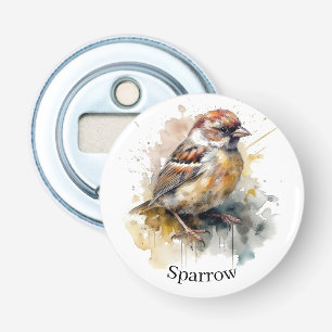 Abrebotellas Sparrow de acuarela rusa, personalizado