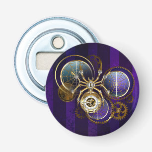 Abrebotellas Spider Steampunk sobre fondo morado