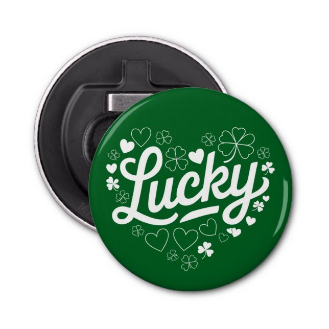 Abrebotellas St Patrick's Day Heart Lucky Clover Shamrock (Anverso)