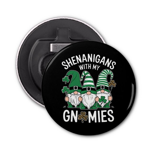 Abrebotellas St Patricks Day Lucky Shamrock Leopard Gnomes (Anverso)