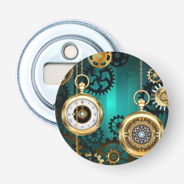 Abrebotellas Steampunk Jewelry Watch sobre un fondo verde (Anverso)