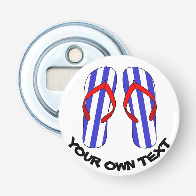 Abrebotellas Stripey Flip Flops Beach Sandles Personalizado Tex (Anverso)