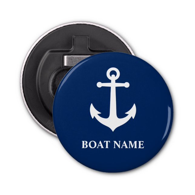 Abrebotellas Su Nombre De Barco Anclaje Vintage Azul (Anverso)