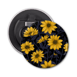 Abrebotellas Sunroot, girasol salvaje en amarillo y azul