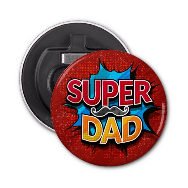 Abrebotellas Super Dad Mustache Modern Grunge (Anverso)