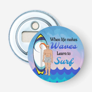 Abrebotellas Surfboard Ocean Waves Blue Motivation Cita
