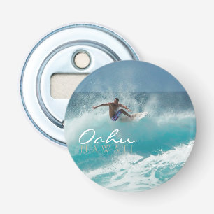 Abrebotellas Surfista en una gran ola, Oahu, Hawái