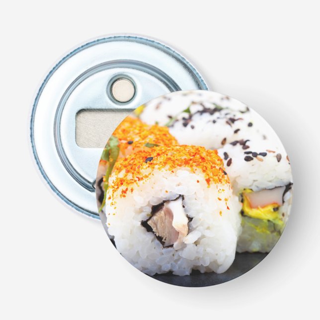 Abrebotellas Sushi en un plato (Anverso)