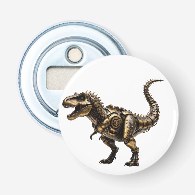 Abrebotellas T-Rex Mech Steampunk – Bestia Dino de Latón (Anverso)