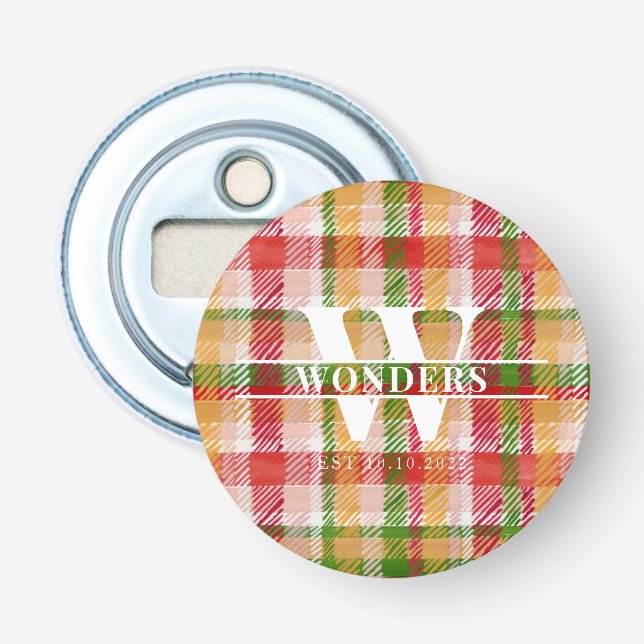 Abrebotellas Tartan Plaid Basics Monogram event party wedding (Anverso)