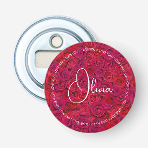 Abrebotellas Te Amo Nombre Personalizado Rosas Rojas Amor