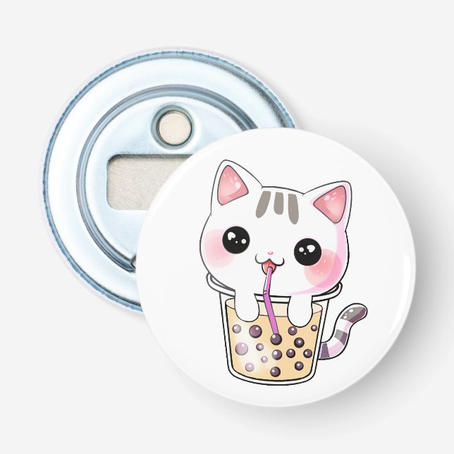 Abrebotellas té de burbuja de gatos de Kawaii (Anverso)