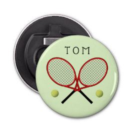 Abrebotellas Tenis cruzó las raquetas de color verde personaliz