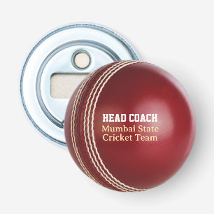 Abrebotellas Test Match Red Cricket Ball con texto Personalizad