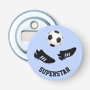 Abrebotellas Texto de personalizado de fútbol azul