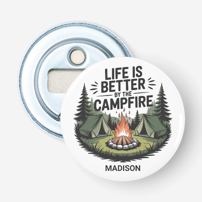 Abrebotellas Texto personalizado de camping (Anverso)