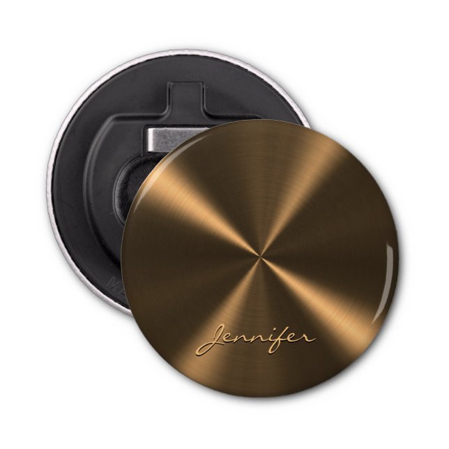 Abrebotellas Textura radial metálica de bronce personalizada (Anverso)