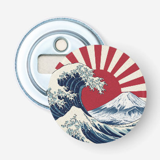 Abrebotellas The Great Wave off Kanagawa & rising sun flag