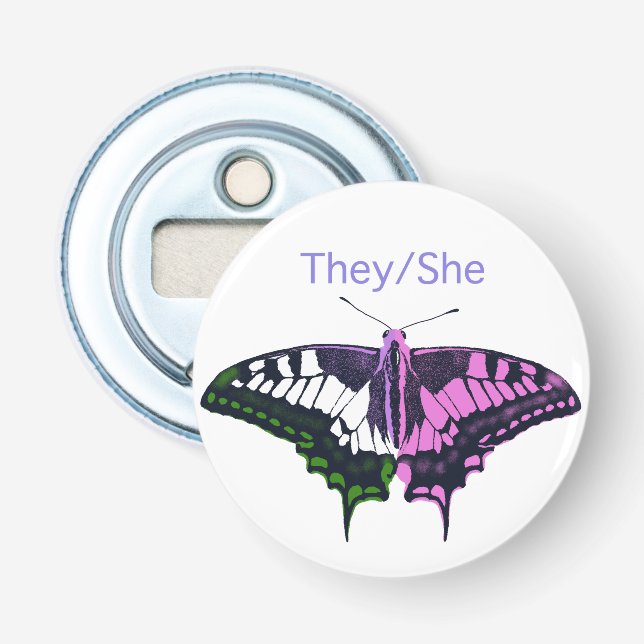 Abrebotellas They/She Non-Binary Flag Swallowtail Butterfly (Anverso)