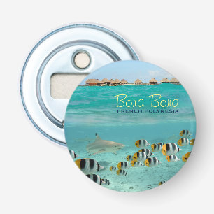 Abrebotellas Tiburón bajo el agua con texto de Bora Bora