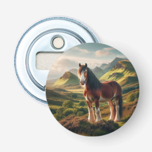 Abrebotellas tierras altas de Escocia caballo Clydesdale