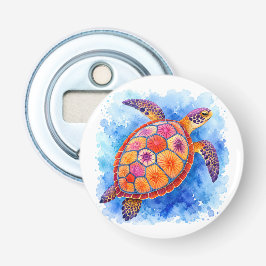 Abrebotellas Tortuga Marina Colorida Bajo el Agua del Océano