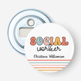 Abrebotellas Trabajador social retro personalizado
