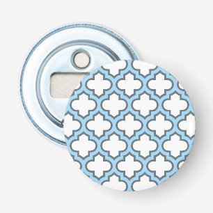 Abrebotellas Trellis azul blanco y bebé, Entramado, Quatrefoil