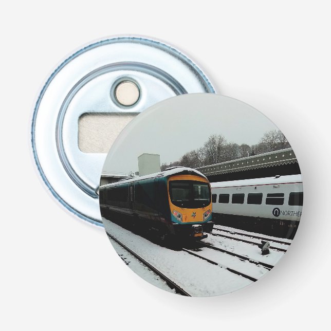 Abrebotellas Tren amarillo y turquesa (Anverso)