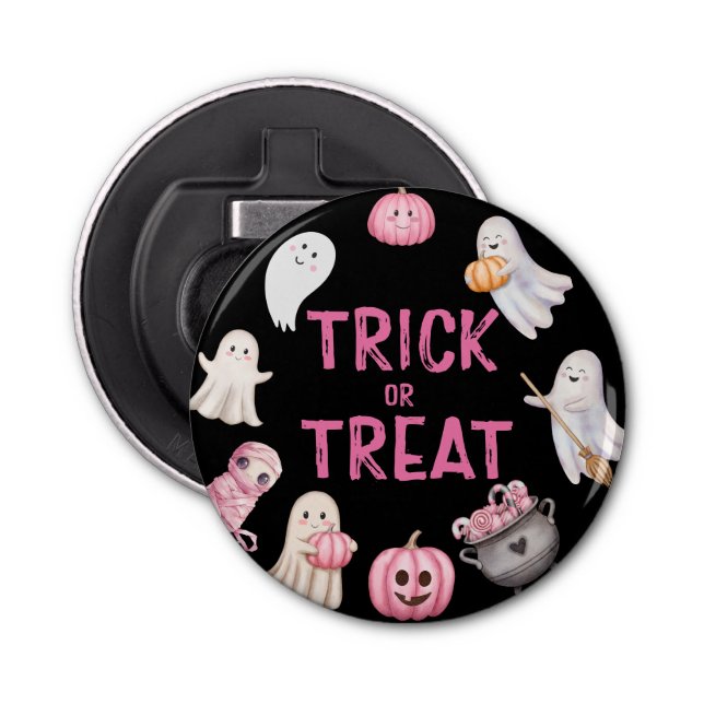 Abrebotellas Trick Or Three Halloween Ghost Birthday Party (Anverso)