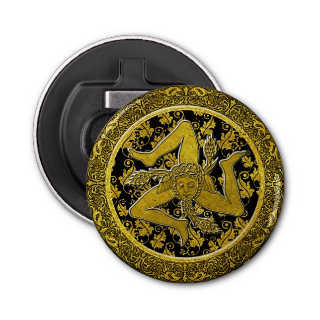 Abrebotellas Trinacria siciliano barroco adornado (Anverso)