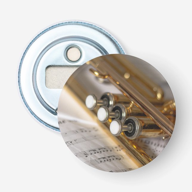 Abrebotellas Trucha y papel de latón de música de chapa (Anverso)