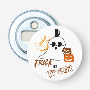 Abrebotellas Truco o trato Boo con gato atrás y calabaza