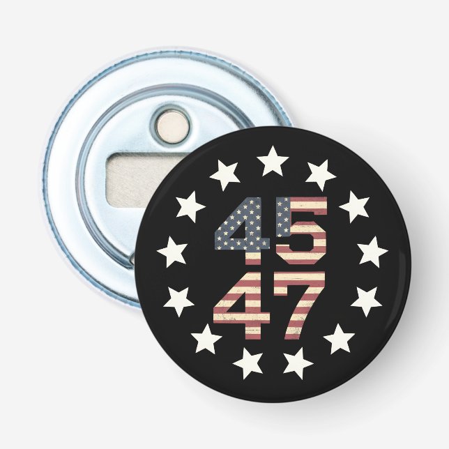 Abrebotellas Trump 45 47 estrellas bandera estadounidense vinta (Anverso)