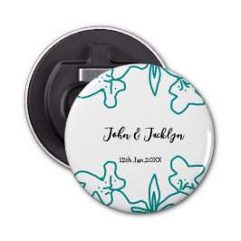 Abrebotellas Turquoise blue wedding couple name date flstylish