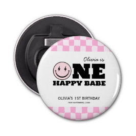 Abrebotellas Un feliz cumpleaños de Babe Pink Checkered