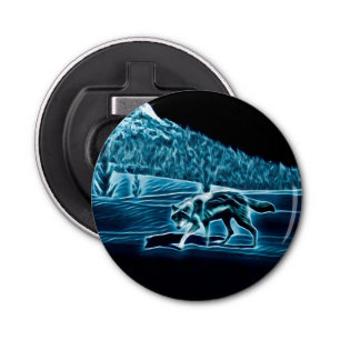 Abrebotellas Un lobo en la nieve