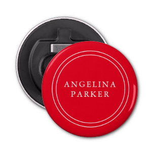 Abrebotellas Único Minimalista moderno rojo su nombre