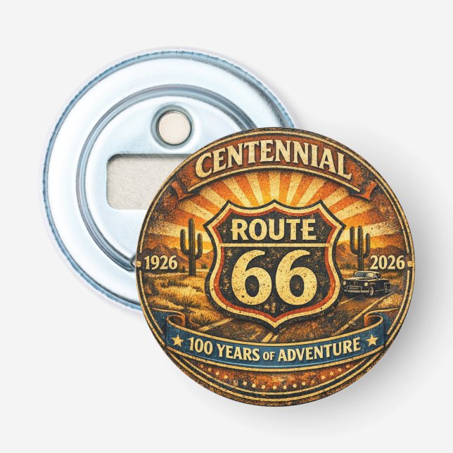 Abrebotellas Vajilla retro del centenario de la Ruta 66 (Anverso)