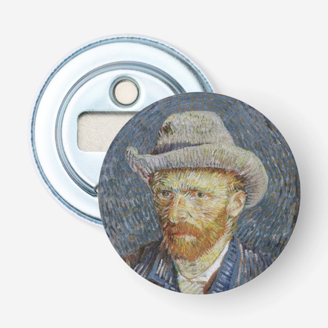 Abrebotellas Van Gogh Autoretrato Gray Felt Gorra Pintura (Anverso)