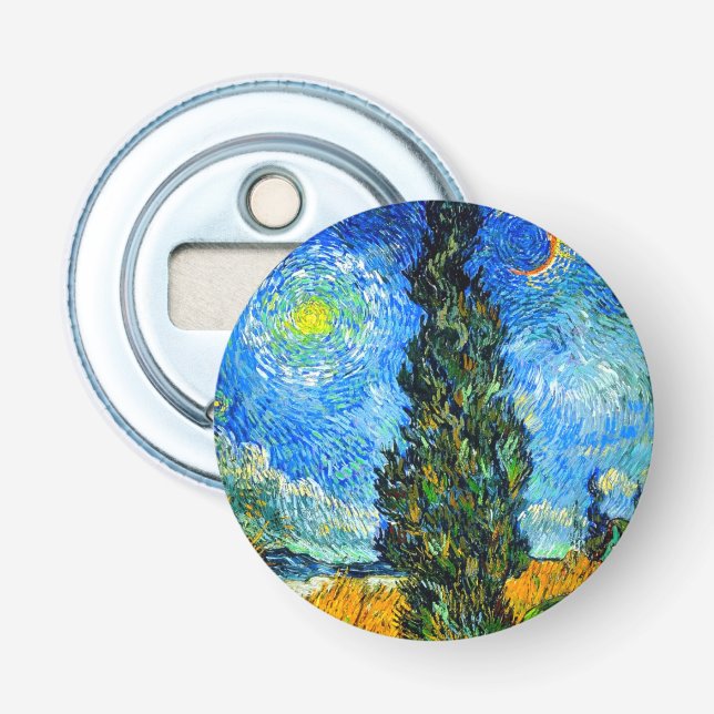 Abrebotellas Van Gogh Road con Cypress y Star (Anverso)