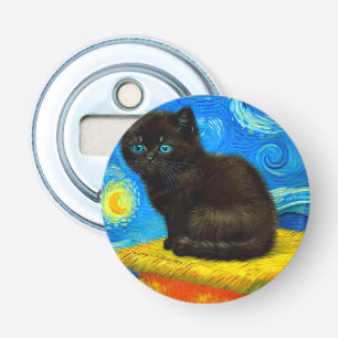Abrebotellas Van Gogh Style Starry Night Cat
