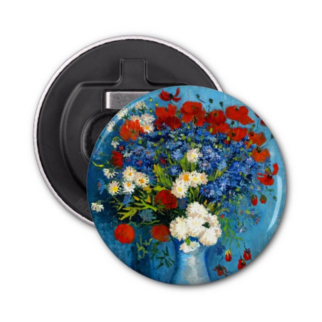 Abrebotellas Van Gogh Vase con Cornflowers y Poppies (Anverso)