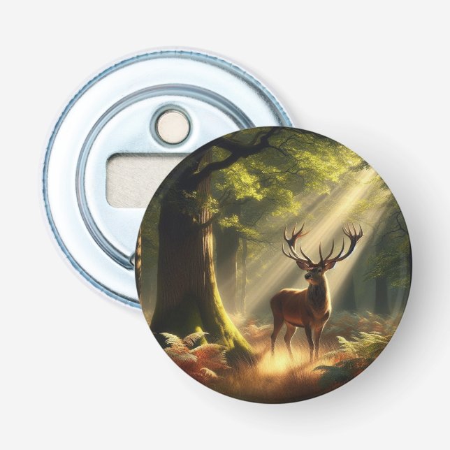 Abrebotellas Venado en el bosque matutino (Anverso)
