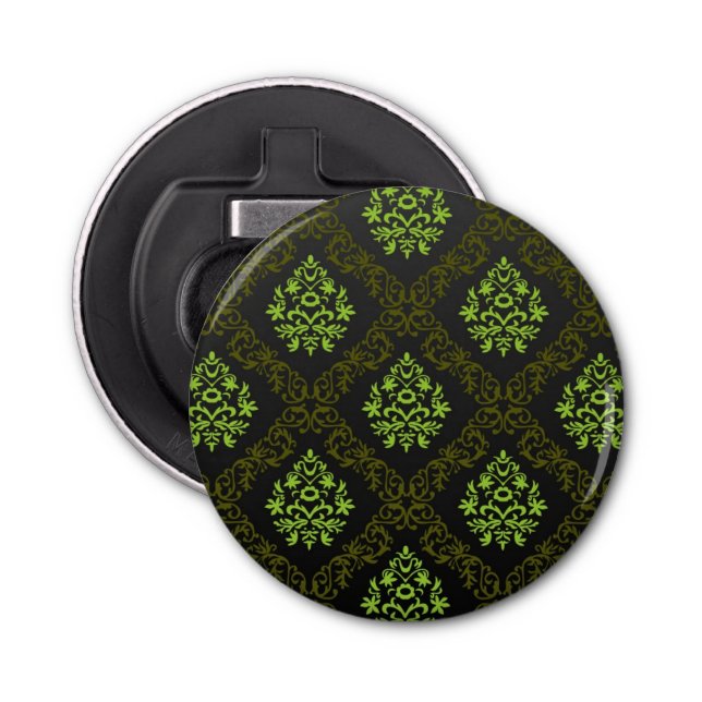 Abrebotellas Verde floral del papel pintado (Anverso)